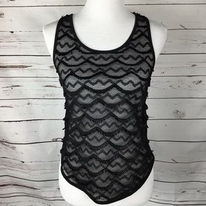 Mauve Black Mesh Tank. Size Small